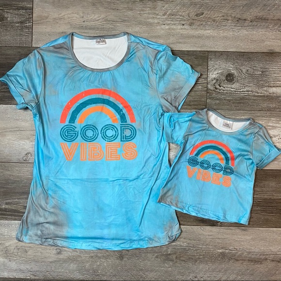 Mom and Me Good Vibes Rainbow tie dye tee - Picture 1 of 7